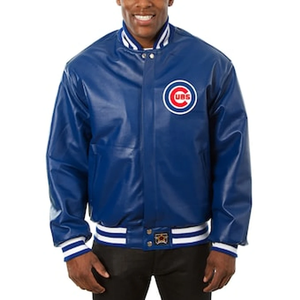 Men's JH Design Royal Chicago Cubs Big & Tall Full-Snap All-Leather Jacket