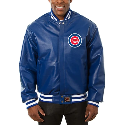 Men's JH Design Royal Chicago Cubs Big & Tall Full-Snap All-Leather Jacket