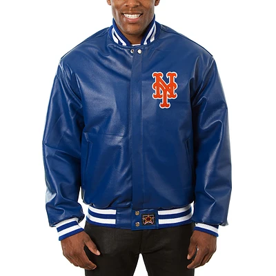 Men's JH Design Royal New York Mets Big & Tall Full-Snap All-Leather Jacket