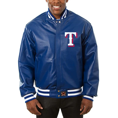 Men's JH Design Royal Texas Rangers Big & Tall Full-Snap All-Leather Jacket
