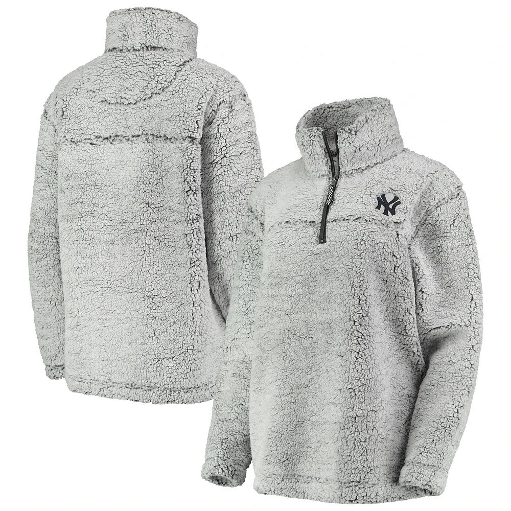 Women's G-III 4Her by Carl Banks Gray New York Yankees Sherpa Quarter-Zip Pullover Jacket