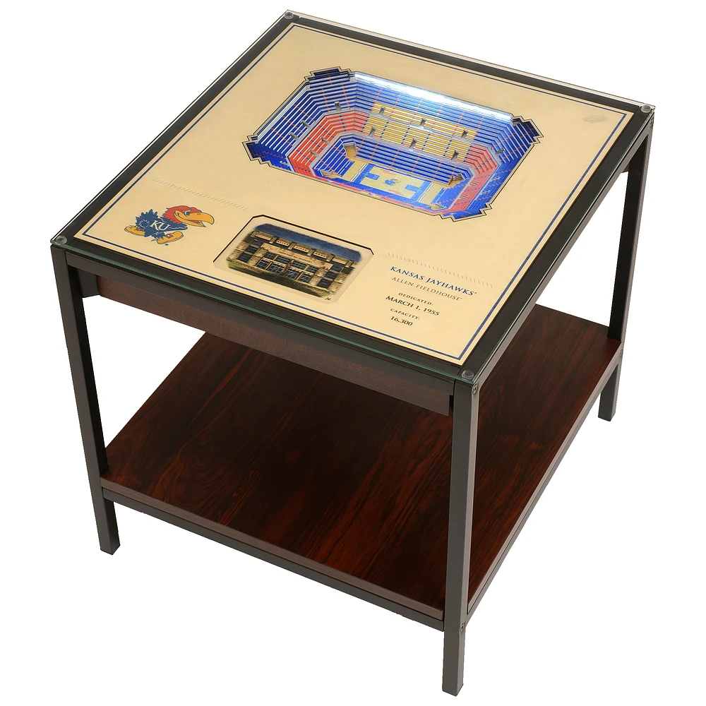 Brown Kansas Jayhawks 25-Layer StadiumView Lighted End Table