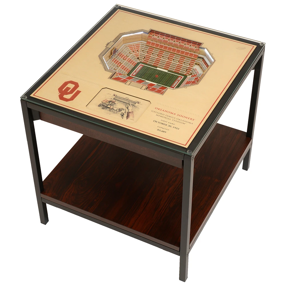 Brown Oklahoma Sooners 25-Layer StadiumView Lighted End Table