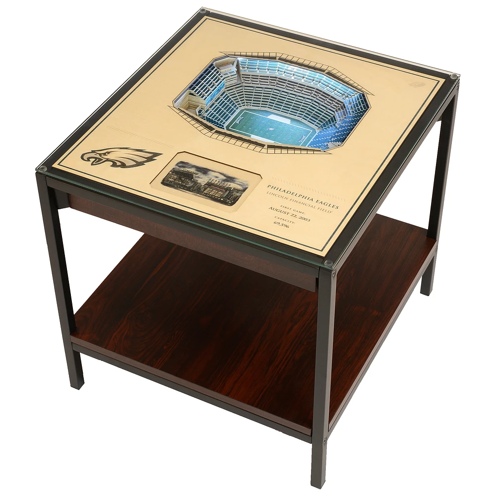 Brown Philadelphia Eagles 25-Layer StadiumView Lighted End Table