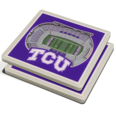 Purple TCU Horned Frogs 3D StadiumViews Coasters
