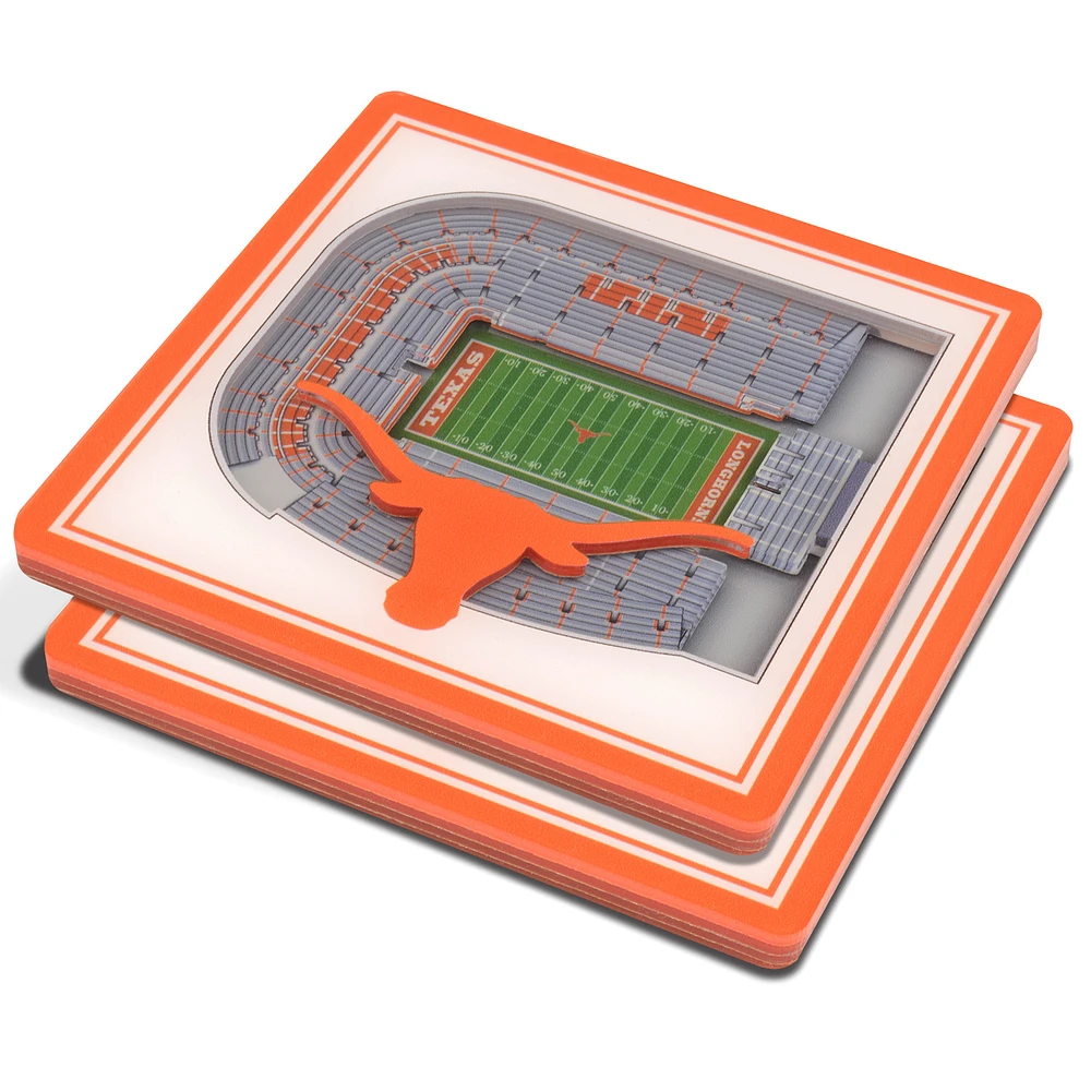 White Texas Longhorns 3D StadiumViews Coasters