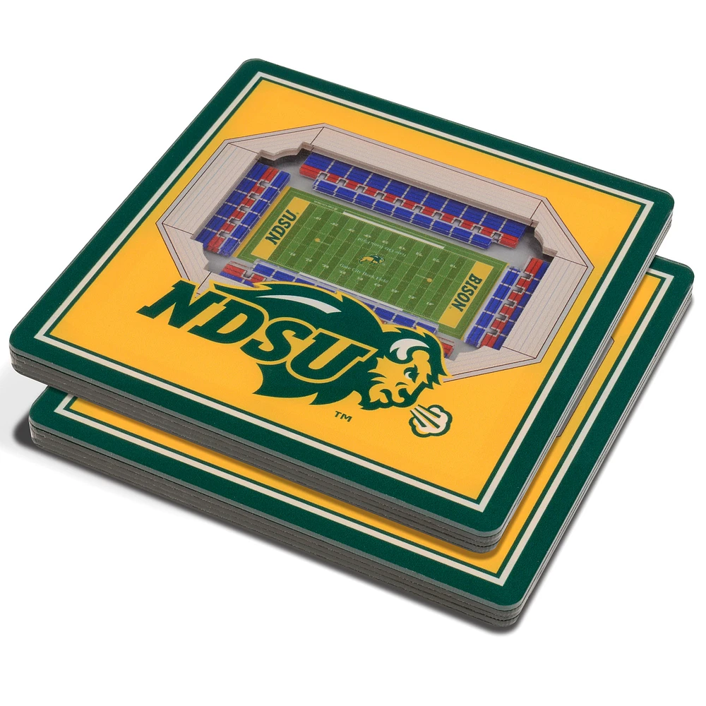 Yellow NDSU Bison 3D StadiumViews Coasters