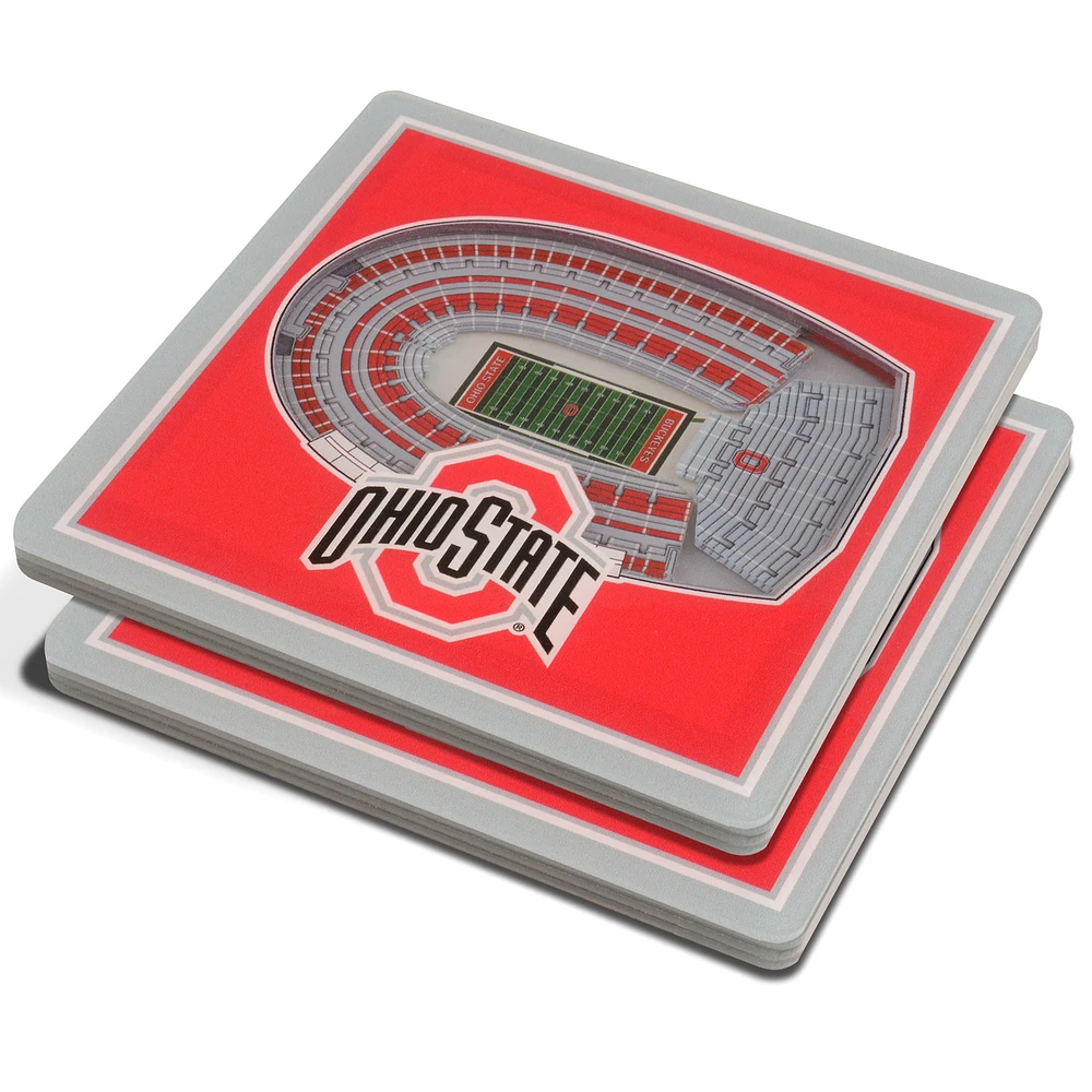 Red Ohio State Buckeyes 3D StadiumViews Coasters