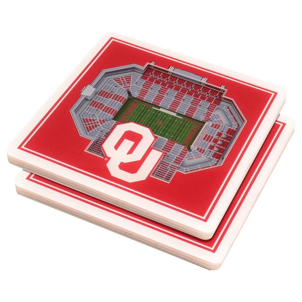 Crimson Oklahoma Sooners 3D StadiumViews Coasters