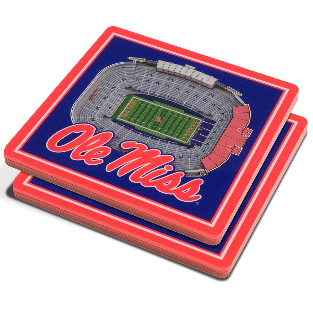 Blue Ole Miss Rebels 3D StadiumViews Coasters