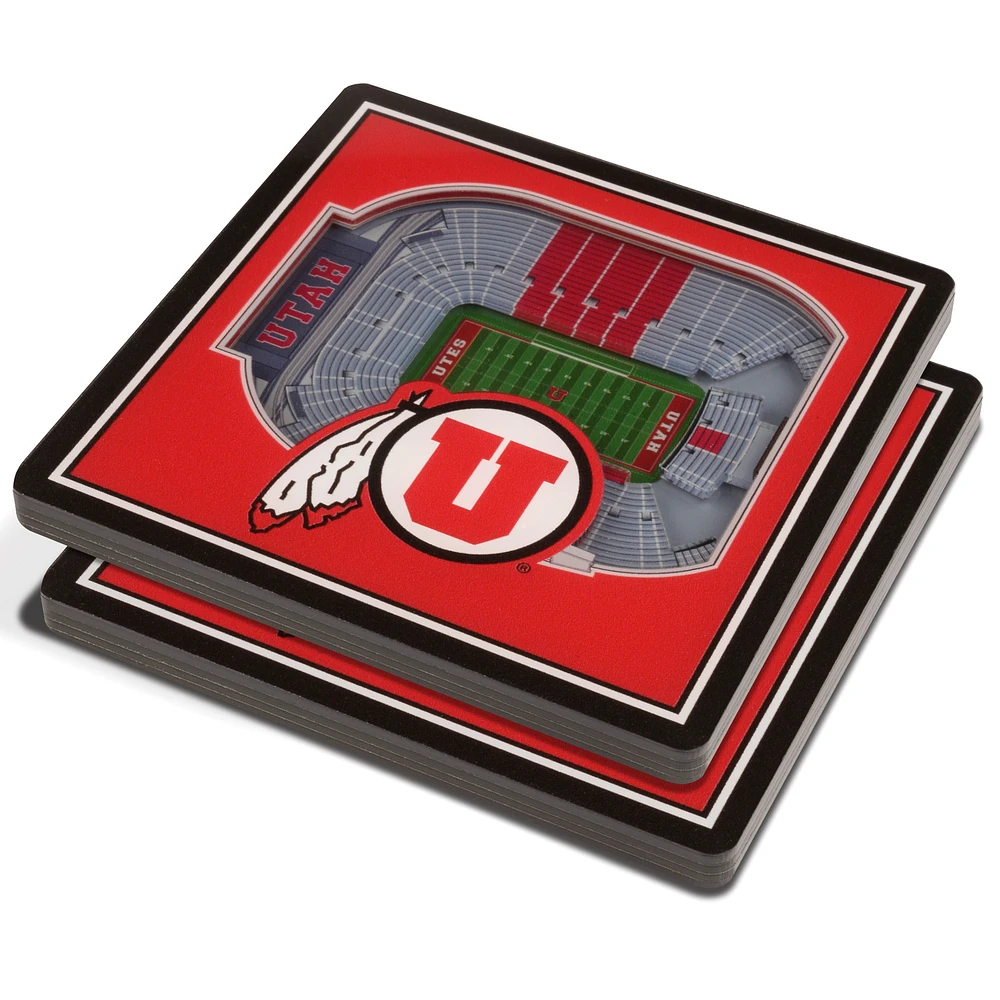 Red Utah Utes 3D StadiumViews Coasters