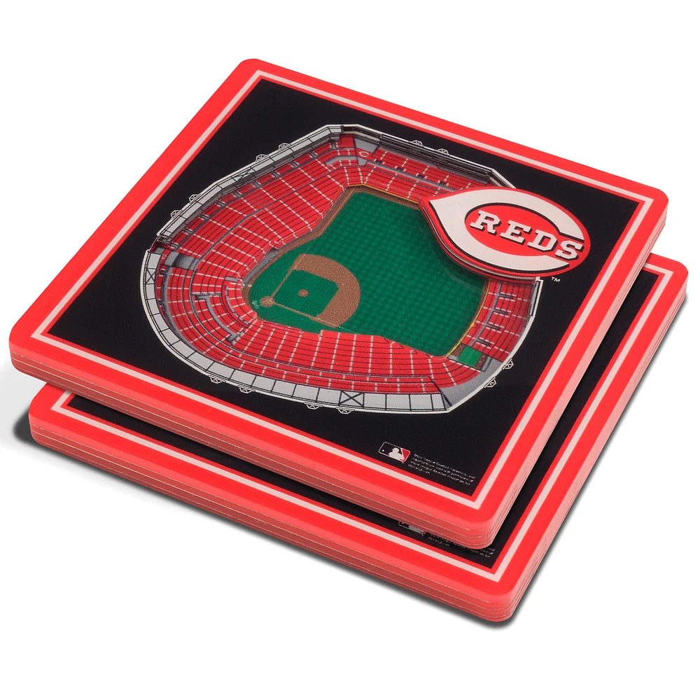 Black Cincinnati Reds 3D StadiumViews Coasters