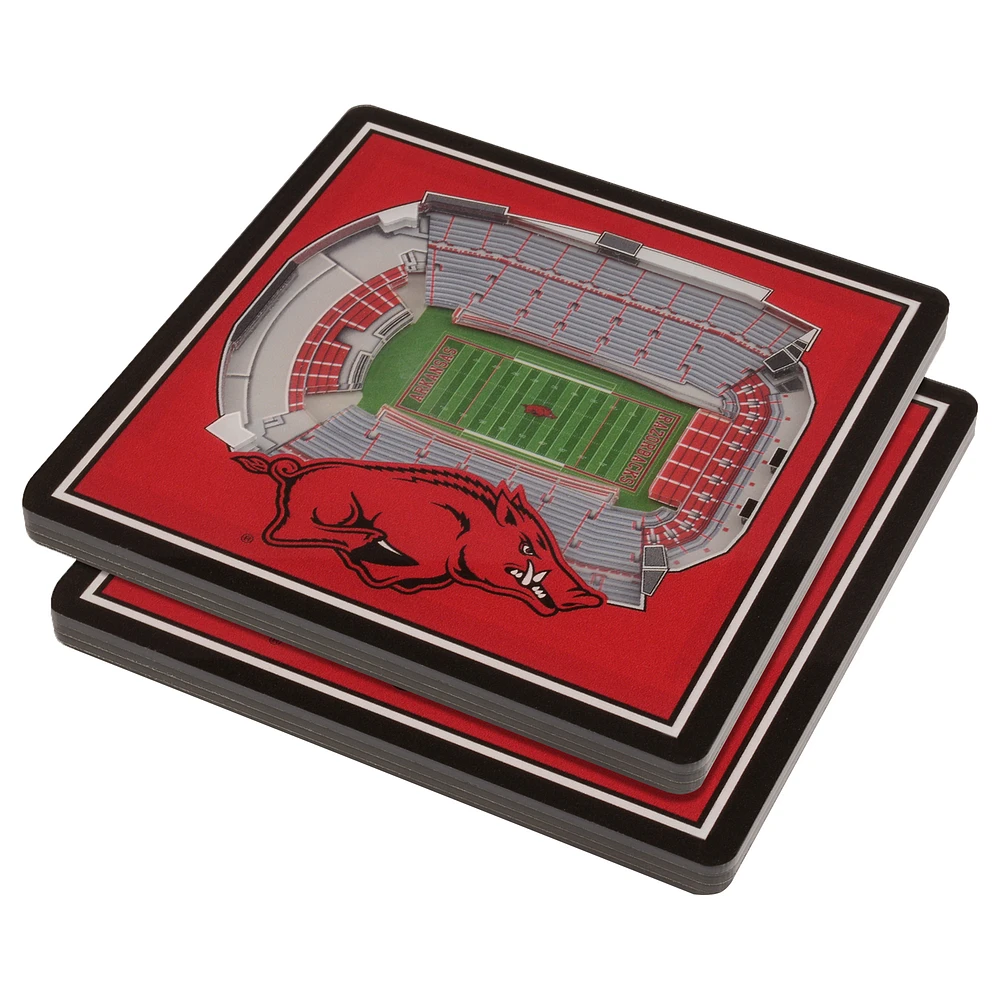 Red Arkansas Razorbacks 3D StadiumViews Coasters
