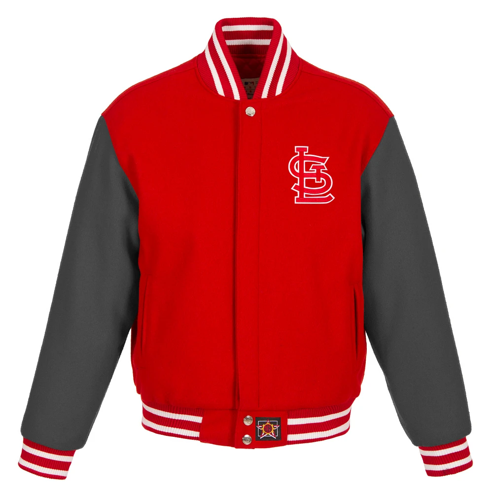 Men's JH Design Red/Gray St. Louis Cardinals Big & Tall All-Wool Jacket with Embroidered Front Logo
