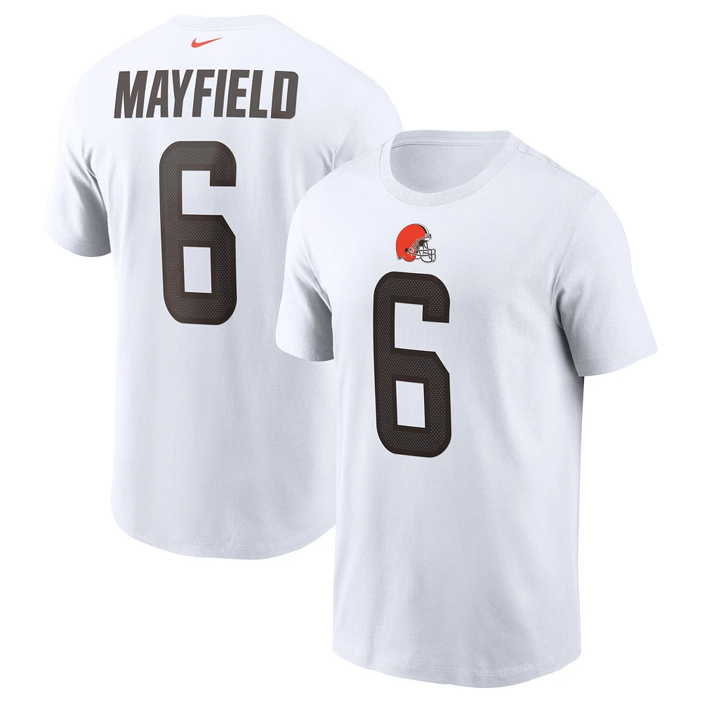 Men's Nike Baker Mayfield White Cleveland Browns Name & Number T-Shirt
