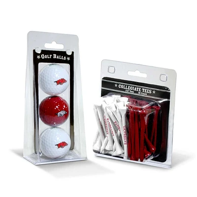 Arkansas Razorbacks 3-Golf Ball & 50-Golf Tee Set