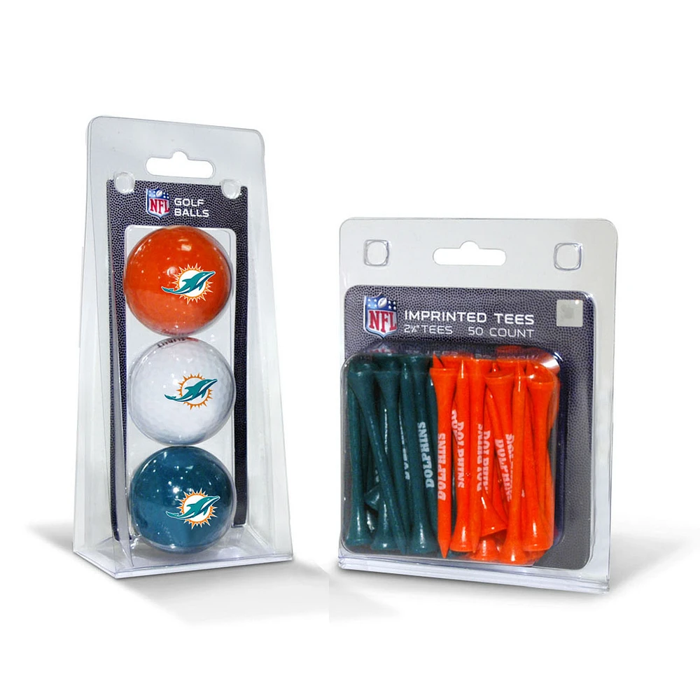Miami Dolphins 3-Golf Ball & 50-Golf Tee Set