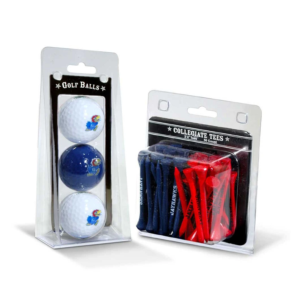 Kansas Jayhawks 3-Golf Ball & 50-Golf Tee Set