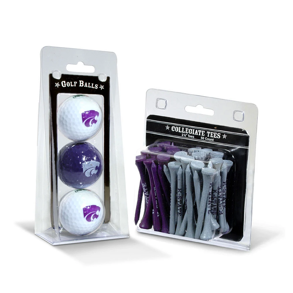 Kansas State Wildcats 3-Golf Ball & 50-Golf Tee Set