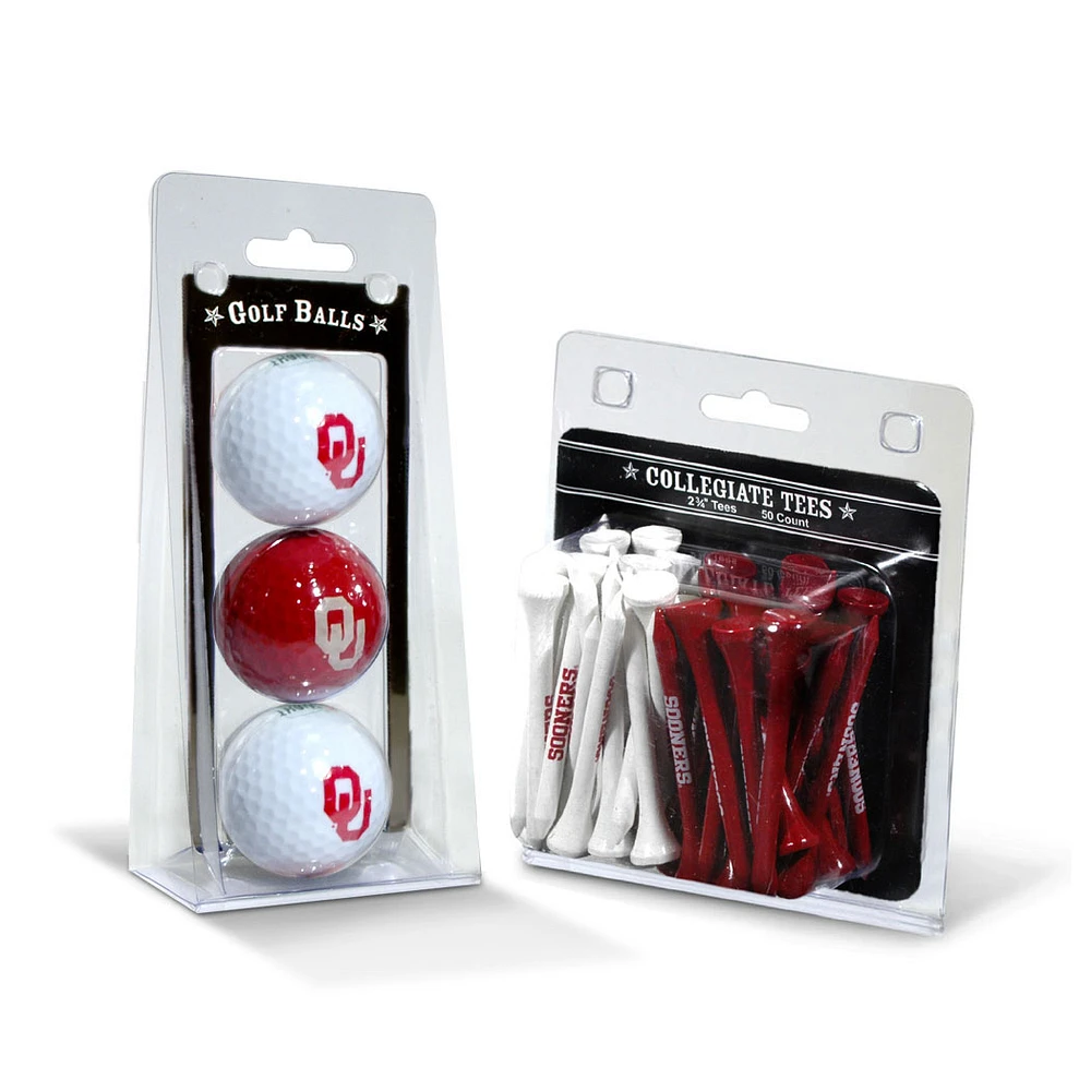 Oklahoma Sooners 3-Golf Ball & 50-Golf Tee Set