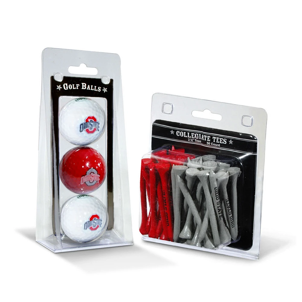 Ohio State Buckeyes 3-Golf Ball & 50-Golf Tee Set