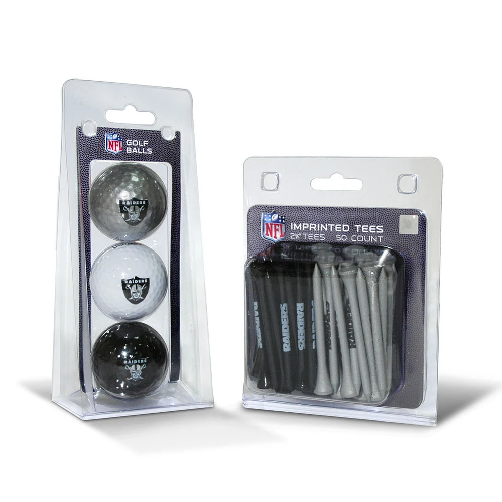 Las Vegas Raiders 3-Golf Ball & 50-Golf Tee Set