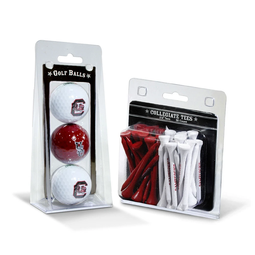 South Carolina Gamecocks 3-Golf Ball & 50-Golf Tee Set