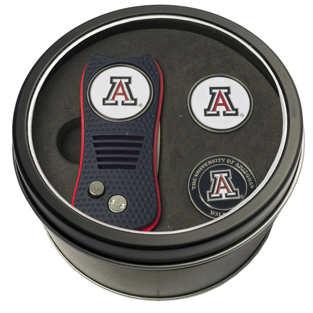 Arizona Wildcats Divot Tool & Ball Markers Personalized Tin Gift Set