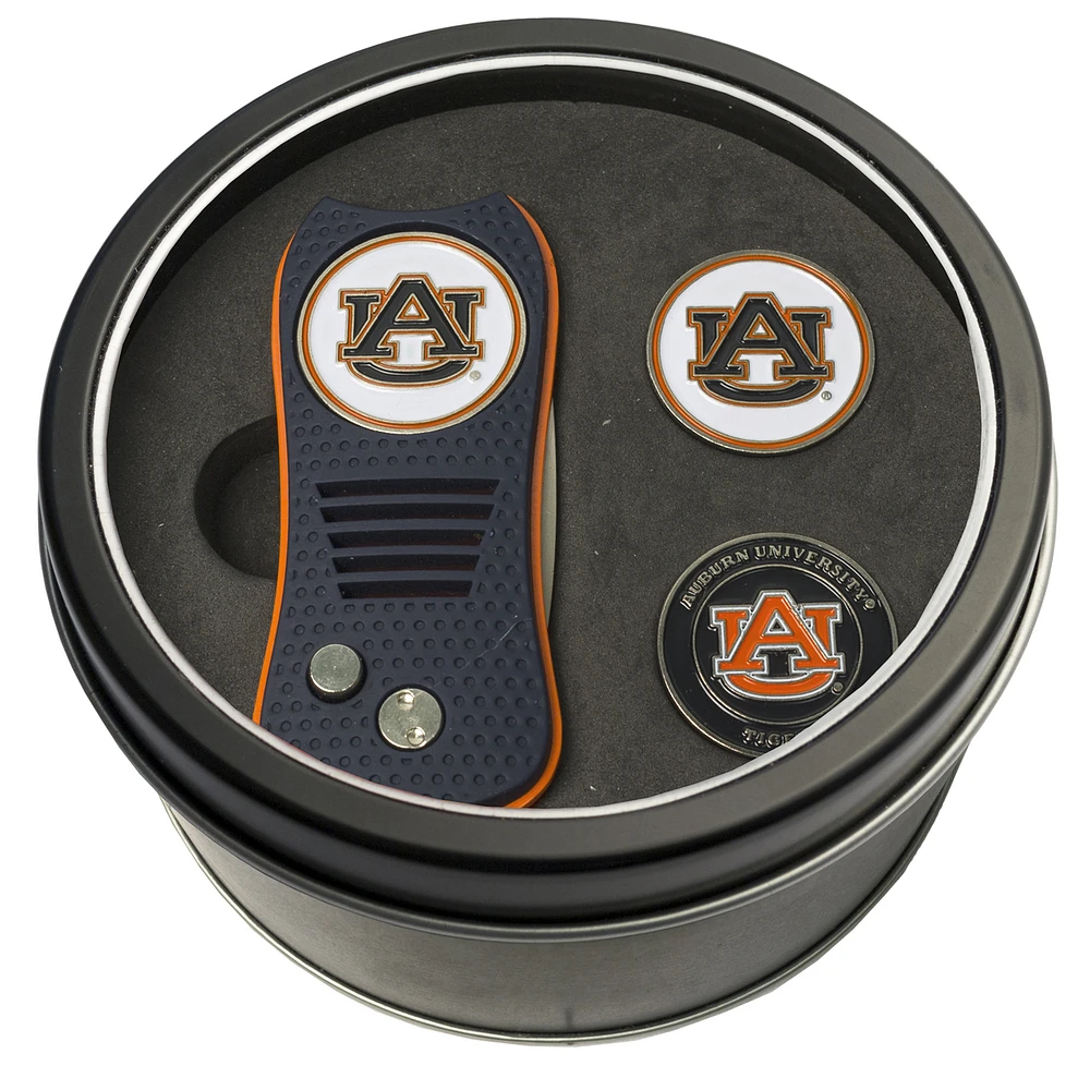 Auburn Tigers Divot Tool & Ball Markers Personalized Tin Gift Set