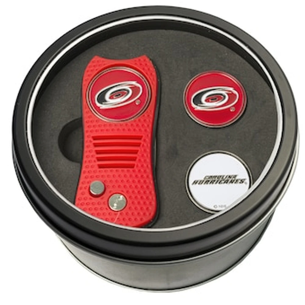 Carolina Hurricanes Divot Tool & Ball Markers Personalized Tin Gift Set