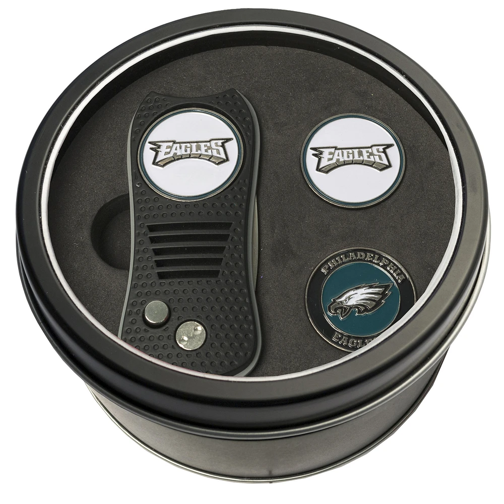 Philadelphia Eagles Divot Tool & Ball Markers Personalized Tin Gift Set