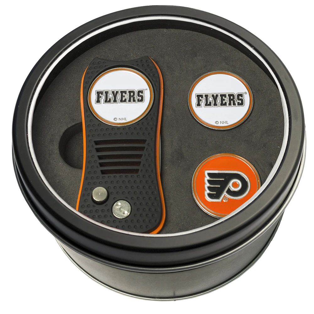 Philadelphia Flyers Divot Tool & Ball Markers Personalized Tin Gift Set