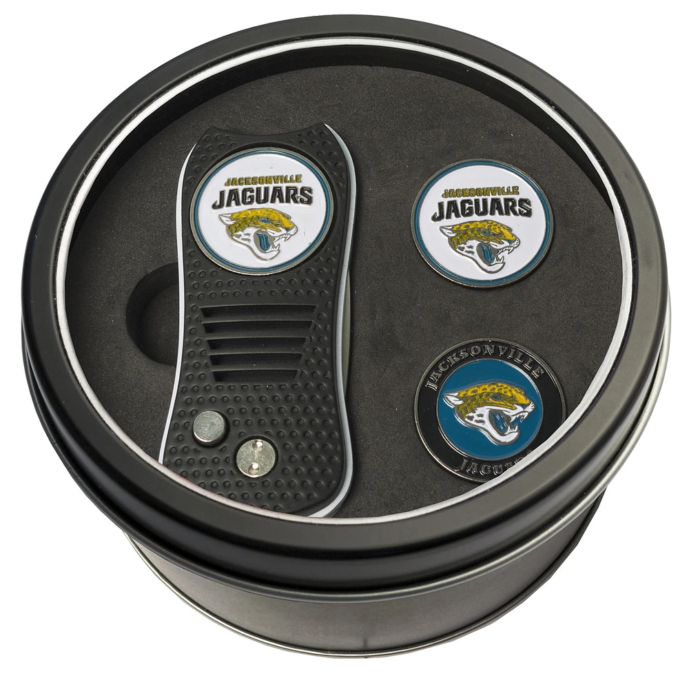 Jacksonville Jaguars Divot Tool & Ball Markers Personalized Tin Gift Set