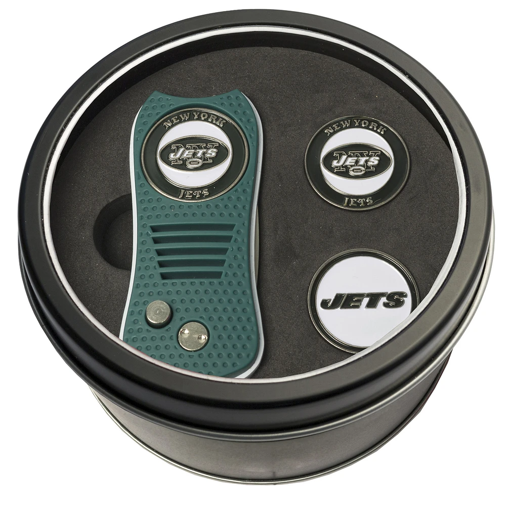 New York Jets Divot Tool & Ball Markers Personalized Tin Gift Set