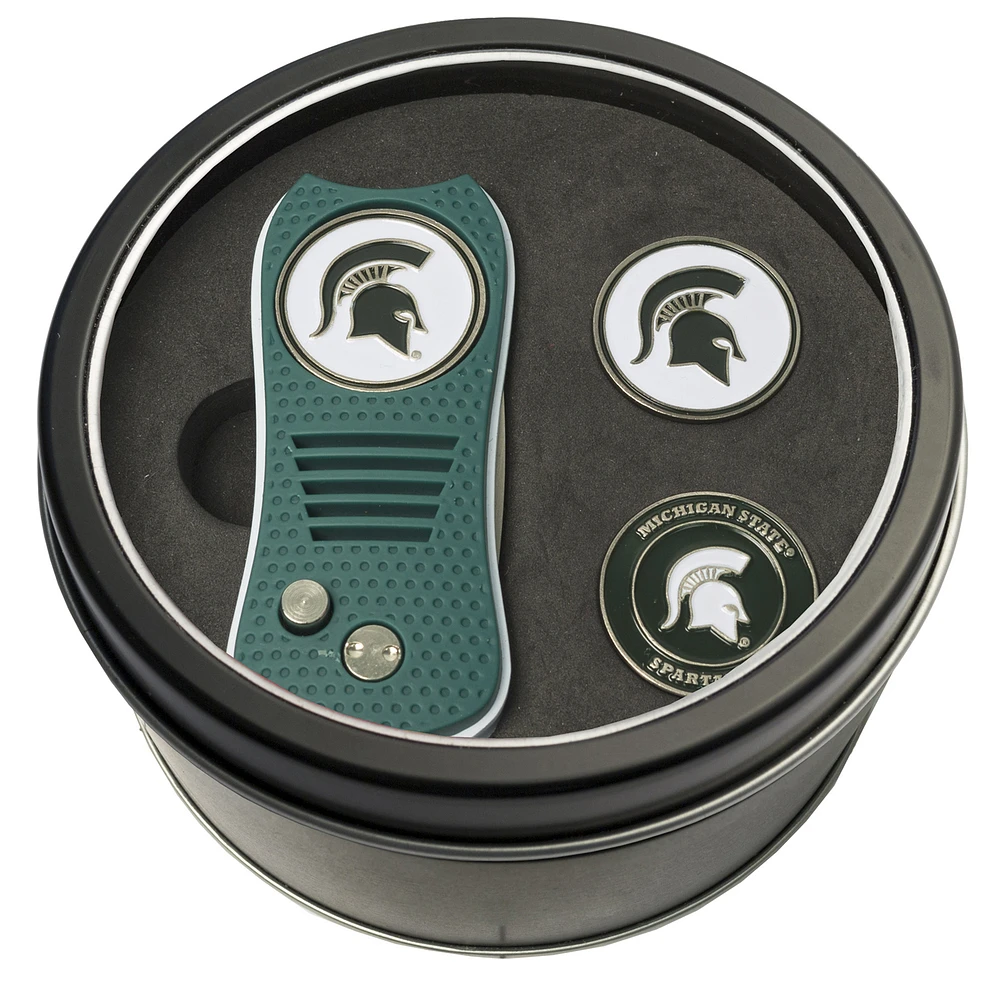 Michigan State Spartans Divot Tool & Ball Markers Personalized Tin Gift Set