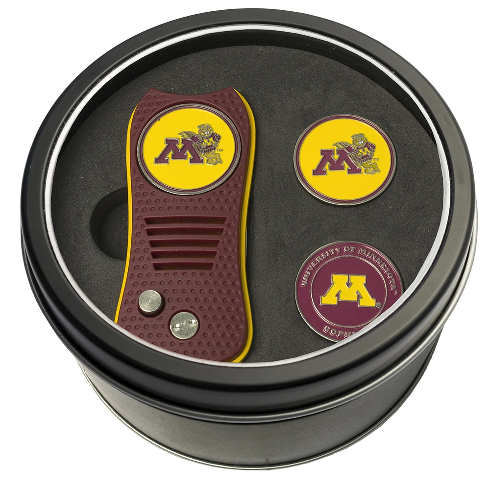 Minnesota Golden Gophers Divot Tool & Ball Markers Personalized Tin Gift Set