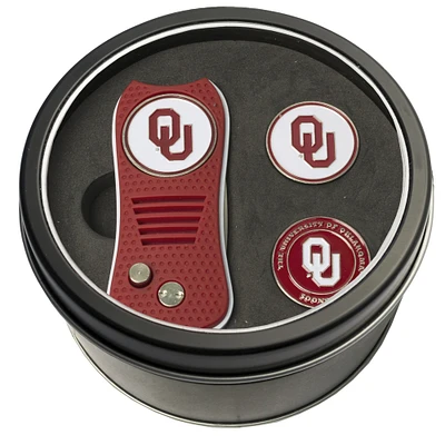 Oklahoma Sooners Divot Tool & Ball Markers Personalized Tin Gift Set