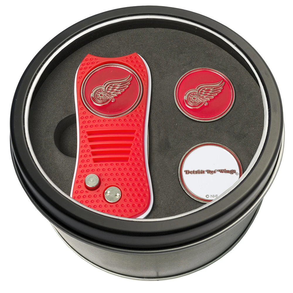 Detroit Red Wings Divot Tool & Ball Markers Personalized Tin Gift Set