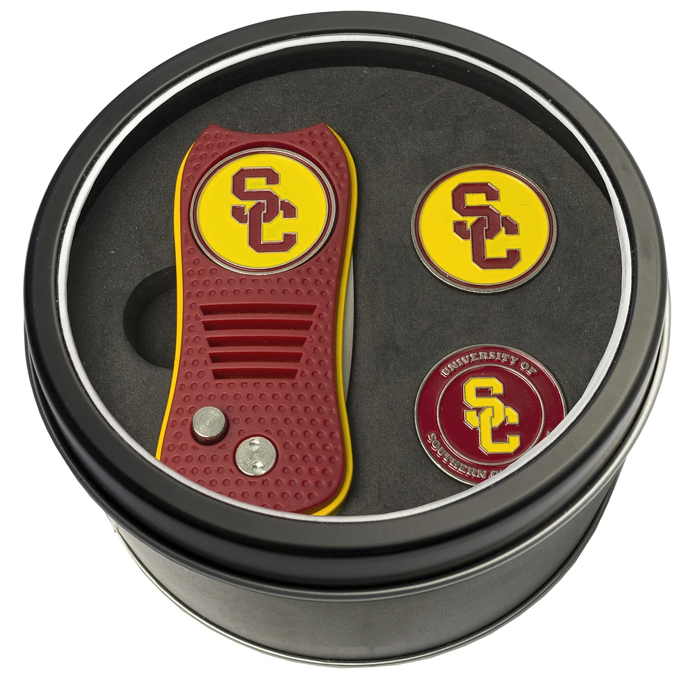 USC Trojans Divot Tool & Ball Markers Personalized Tin Gift Set