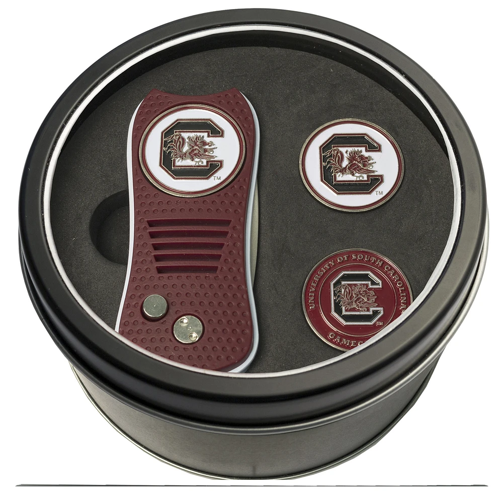 South Carolina Gamecocks Divot Tool & Ball Markers Personalized Tin Gift Set