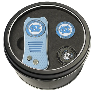 North Carolina Tar Heels Divot Tool & Ball Markers Personalized Tin Gift Set