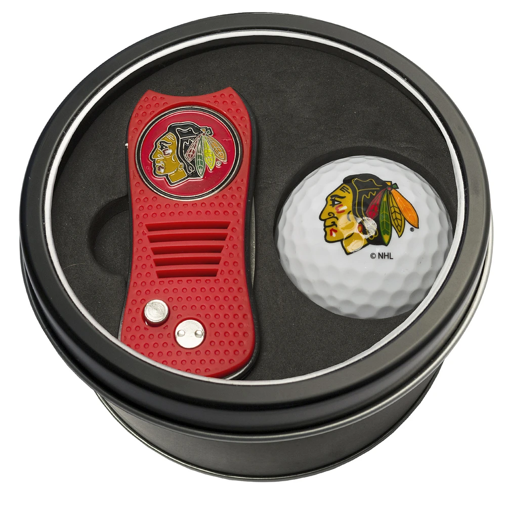 Chicago Blackhawks Divot Tool & Golf Ball Personalized Tin Gift Set