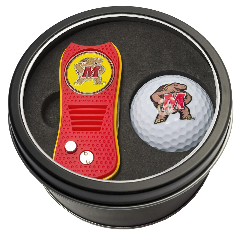 Maryland Terrapins Divot Tool & Golf Ball Personalized Tin Gift Set