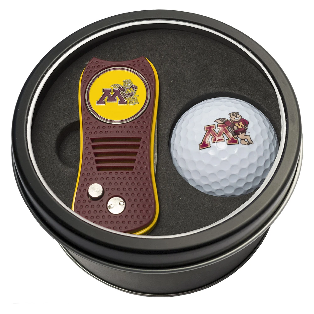 Minnesota Golden Gophers Divot Tool & Golf Ball Personalized Tin Gift Set