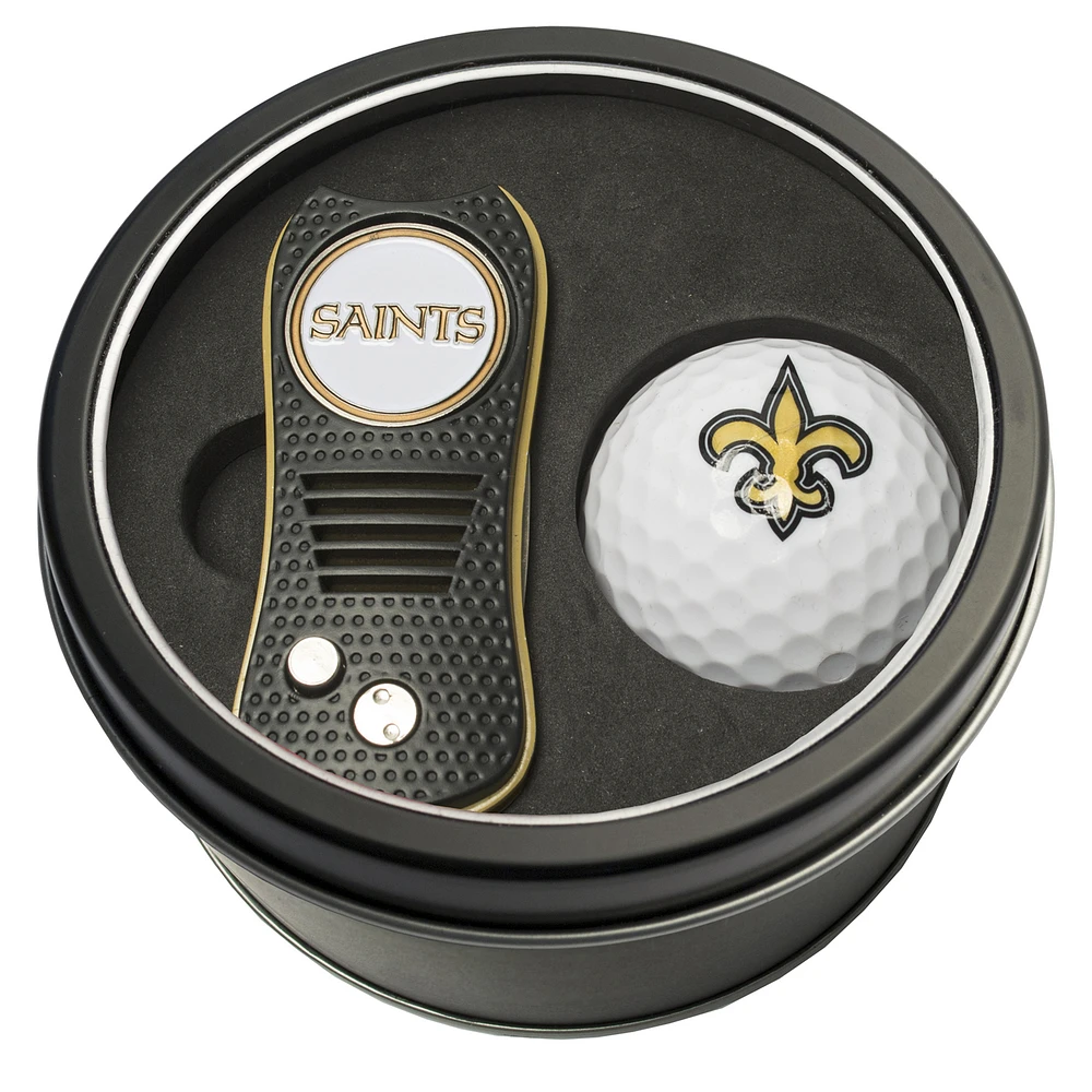 New Orleans Saints Divot Tool & Golf Ball Personalized Tin Gift Set