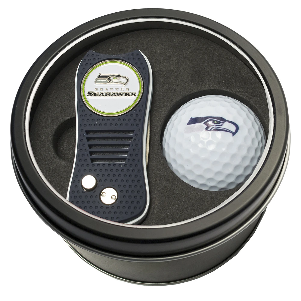 Seattle Seahawks Divot Tool & Golf Ball Personalized Tin Gift Set