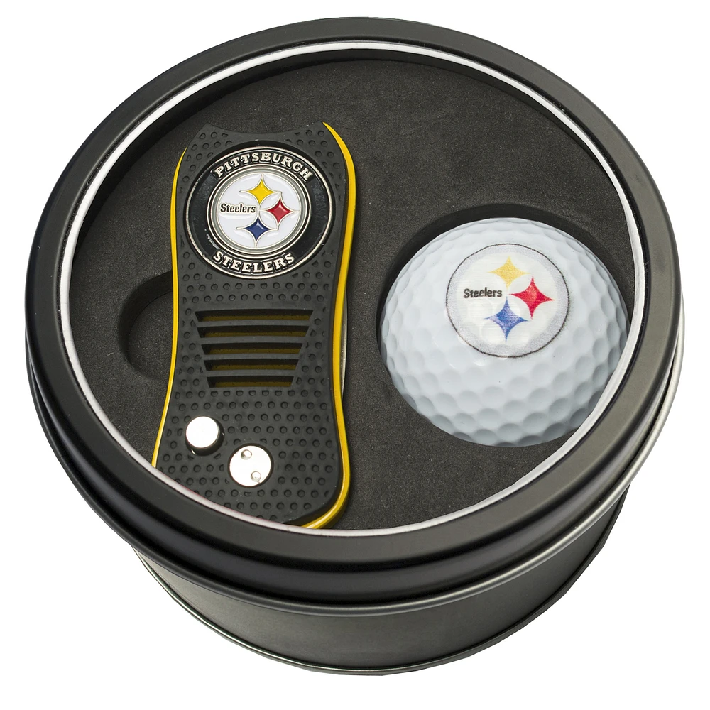 Pittsburgh Steelers Divot Tool & Golf Ball Personalized Tin Gift Set
