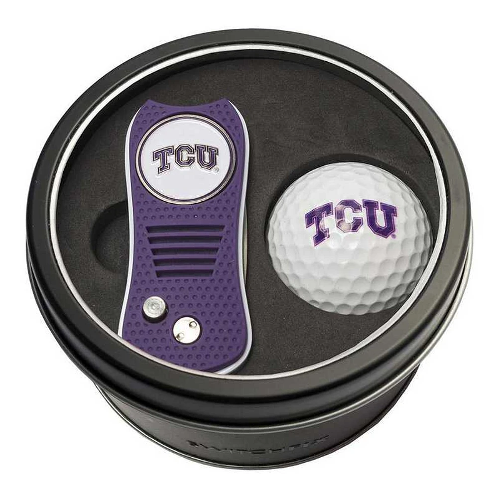 TCU Horned Frogs Divot Tool & Golf Ball Personalized Tin Gift Set