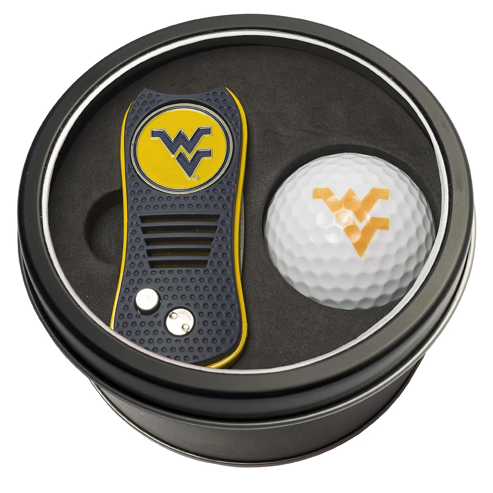 West Virginia Mountaineers Divot Tool & Golf Ball Personalized Tin Gift Set