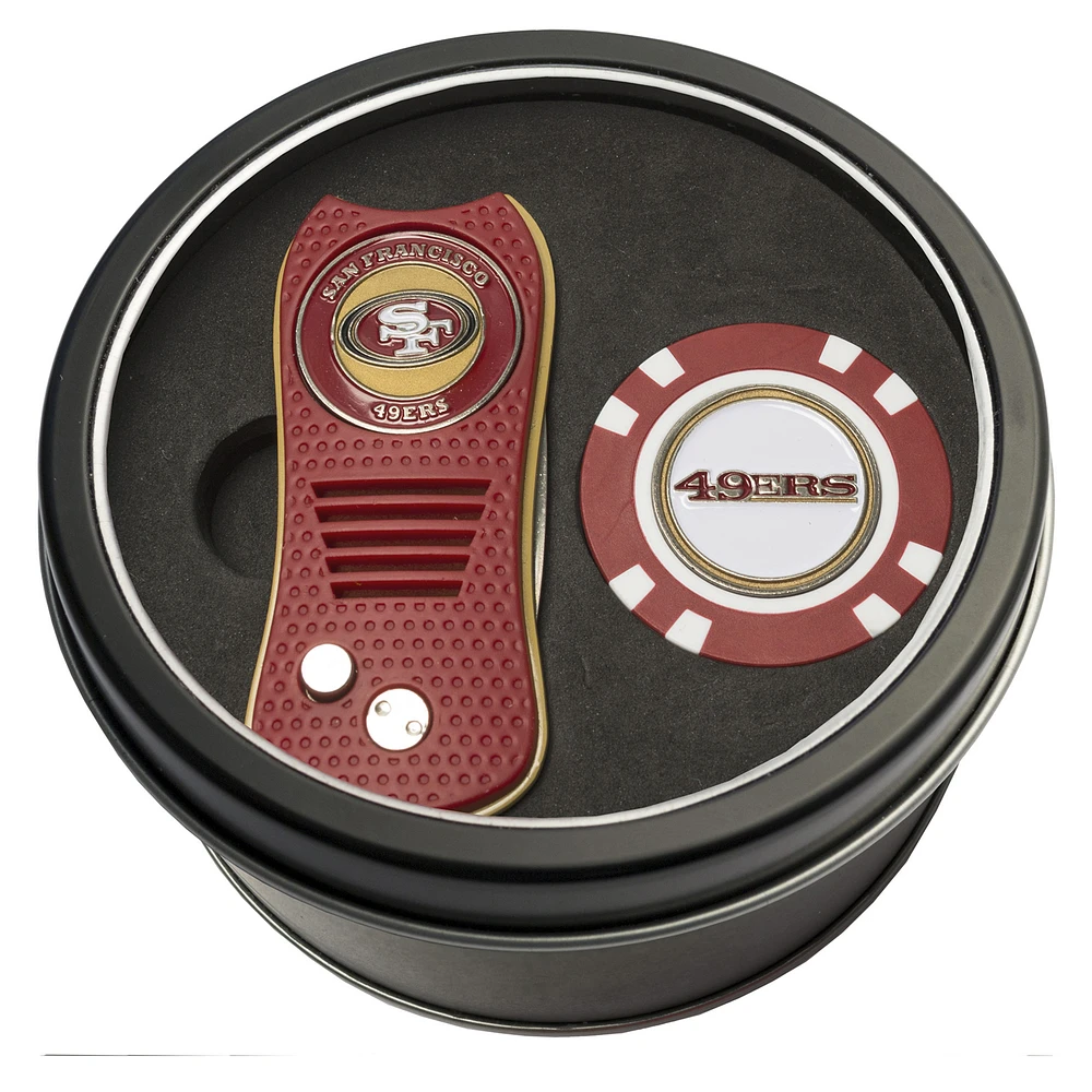 San Francisco 49ers Divot Tool & Golf Chip Personalized Tin Gift Set